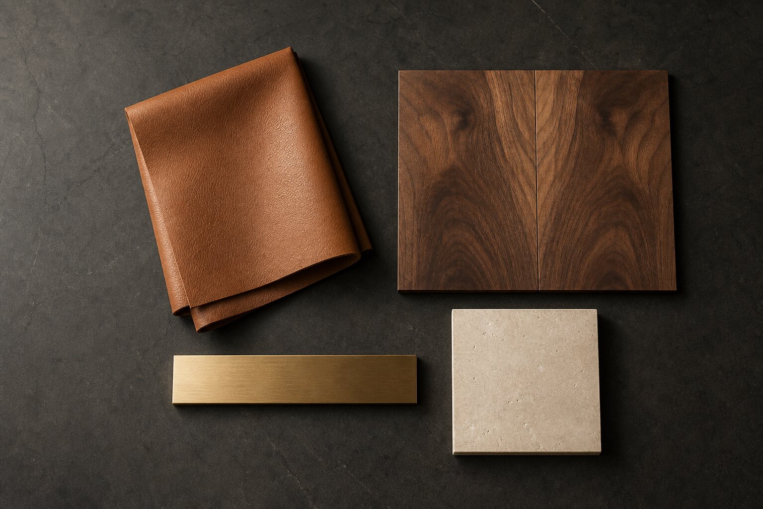 Premium interior materials, leather, walnut veneer, brass, stone